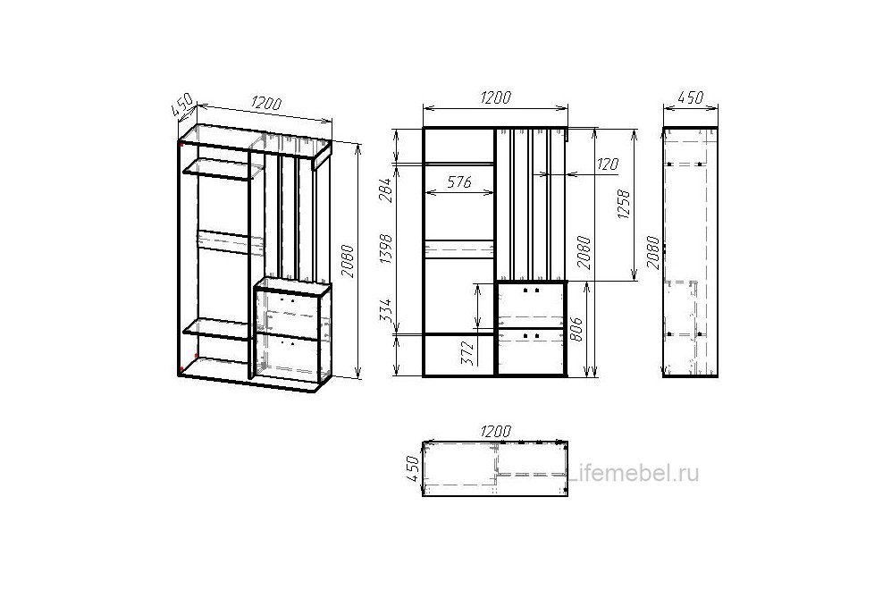 Прихожая в современном стиле Мебелайн 12 вешалка справа венге / дуб молочный